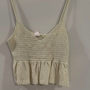 Me to We Cream Smocked Peplum Cami Tank